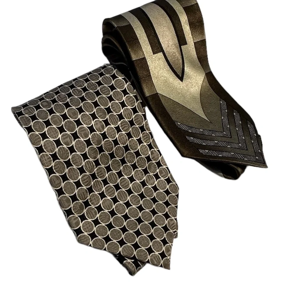 Two Vintage Tie Bundle Tongue Tied 100% Silk Jean Claude Vidal 100% Polyester